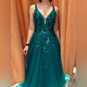 Camille La Vie Emerald Green Ball Gown Dress